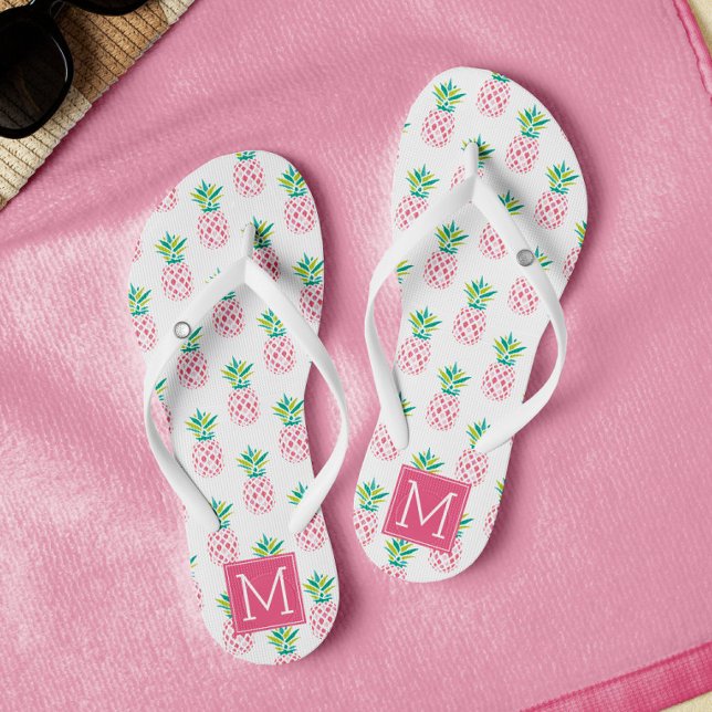 Pink Pineapples Monogrammed Jandals (Creator Uploaded)