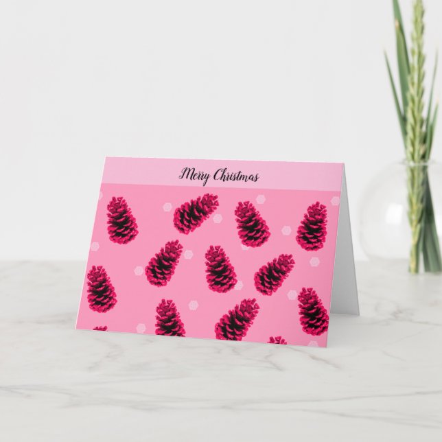 Pink Pinecones Christmas Card (Front)