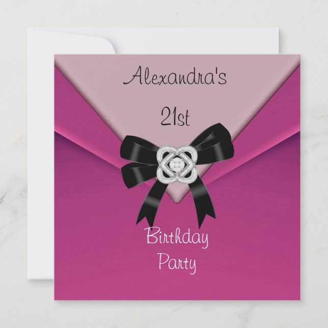 Pink Pink 21st Birthday Party Invite 21 (Front)