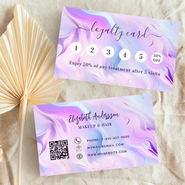 Pink pink holograpic qr code loyalty card (Creator Uploaded)