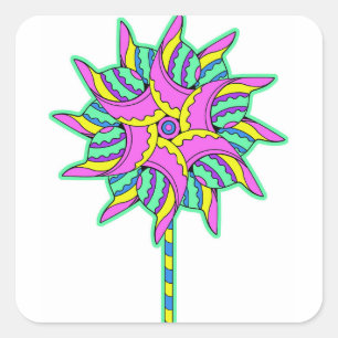 Pink Pinwheel Square Sticker