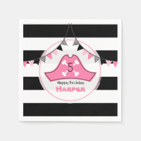 Pink Pirate Birthday Napkins