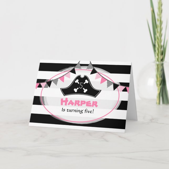 Pink Pirate Birthday Party Invitation (Front)