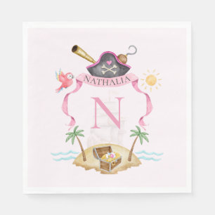 Pink Pirate Crest Napkin