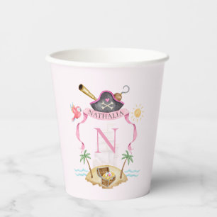 Pink Pirate Crest Paper Cups