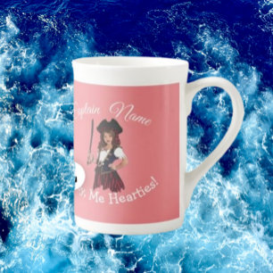 Pink Pirate Girl  Bone China Mug