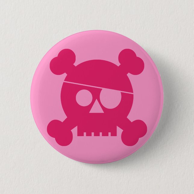 Pink Pirate Skull - Button (Front)