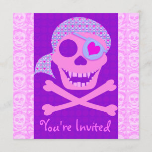 Pink Pirate Skull Invitations