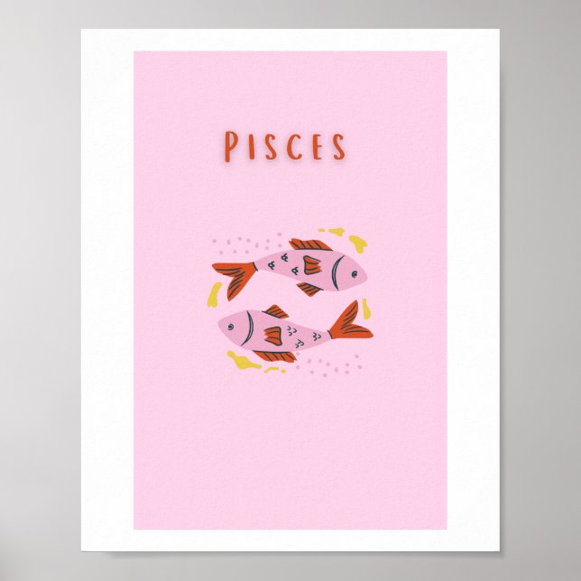 Pink Pisces, zodiac, star sign print (Front)