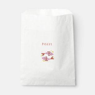 Pink Pisces, zodiac, star sign print Favour Bags