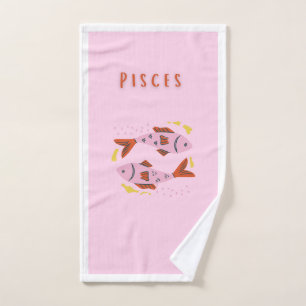 Pink Pisces, zodiac, star sign print Hand Towel