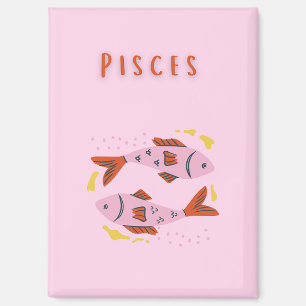 Pink Pisces, zodiac, star sign print Magnet