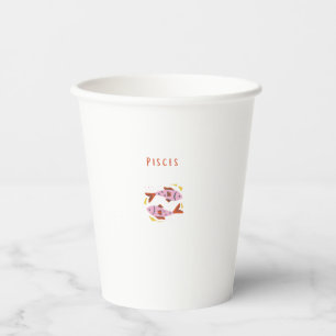 Pink Pisces, zodiac, star sign print Paper Cups