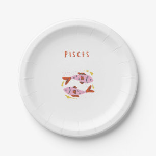 Pink Pisces, zodiac, star sign print Paper Plate
