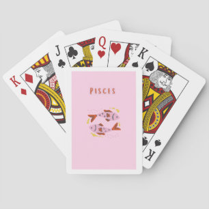 Pink Pisces, zodiac, star sign print Playing Cards