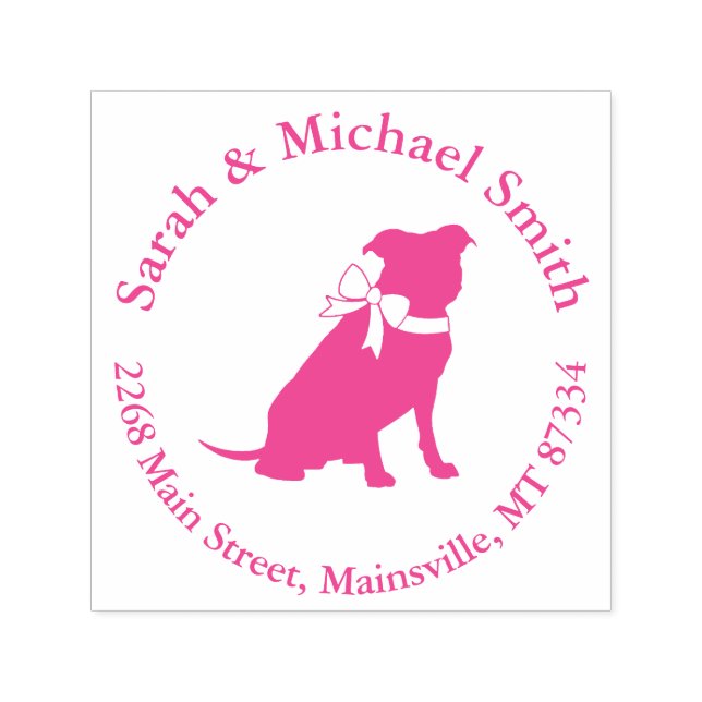 Pink Pit Bull Dog Baby Shower Self-inking Stamp (Design)