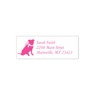 Pink Pit Bull Dog Baby Shower Self-inking Stamp