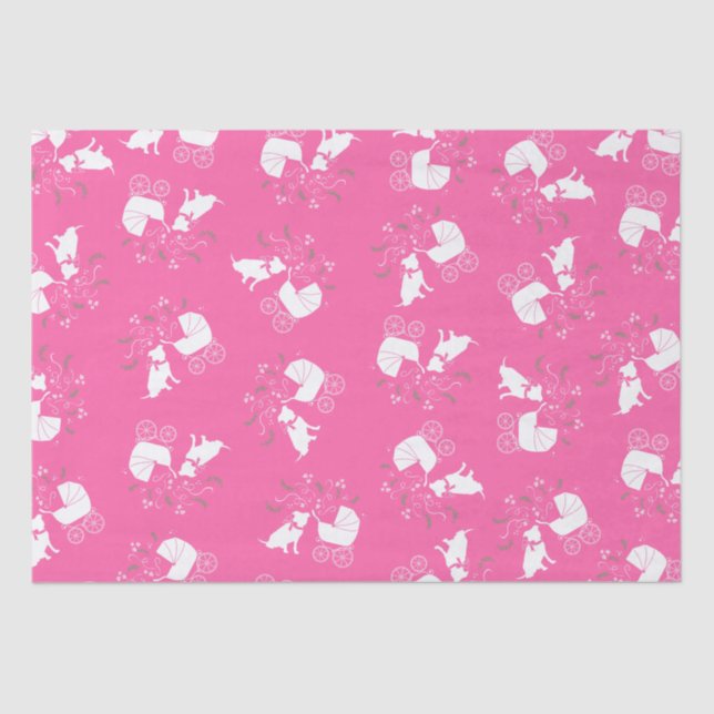 Pink Pit Bull Dog Baby Shower Tissue Paper (Front)