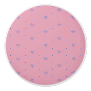 Pink Pixel Hearts Drawer and Dresser  Ceramic Knob