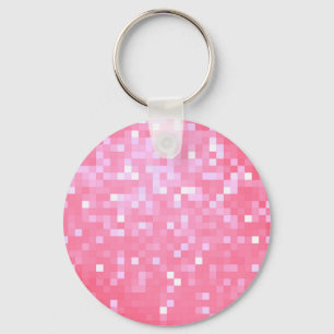 Pink Pixel Sparkle Key Ring