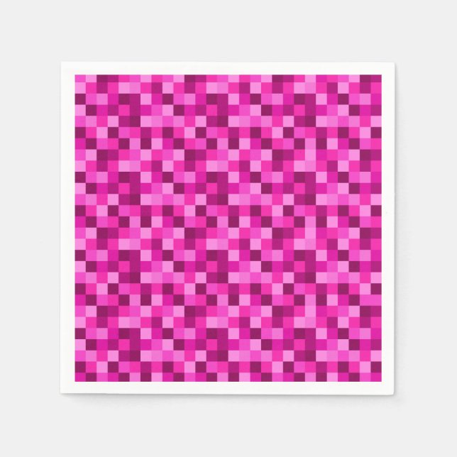 Pink Pixels Printed Birthday Paper Napkins Pixel (Front)