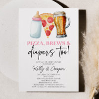 Pink Pizza Brews and Diapers Too! Baby Shower