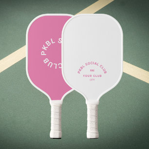 Pink PKBL Social Club Monogram Crest Pickleball Paddle