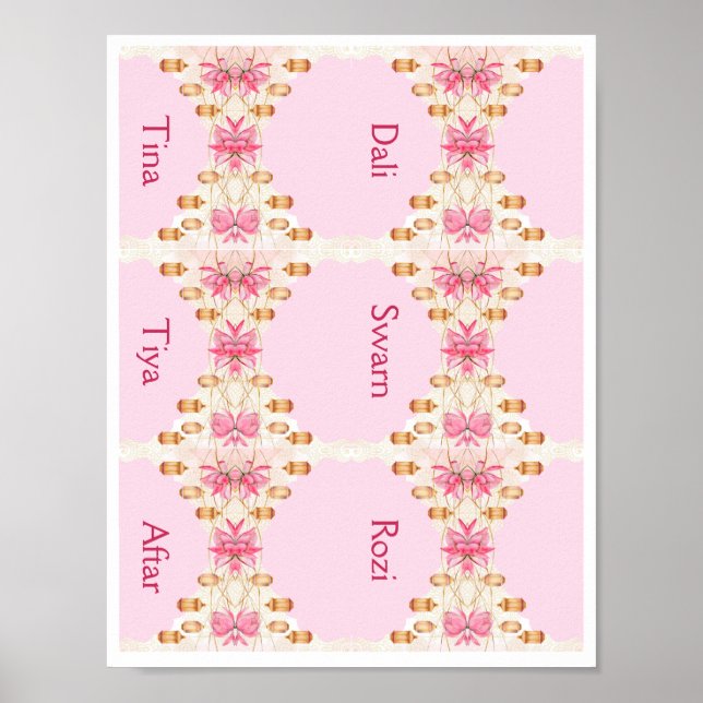 Pink place cards template poster (Front)