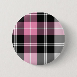 pink plaid 6 cm round badge