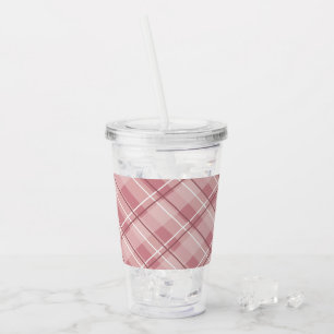 Pink Plaid Acrylic Tumbler