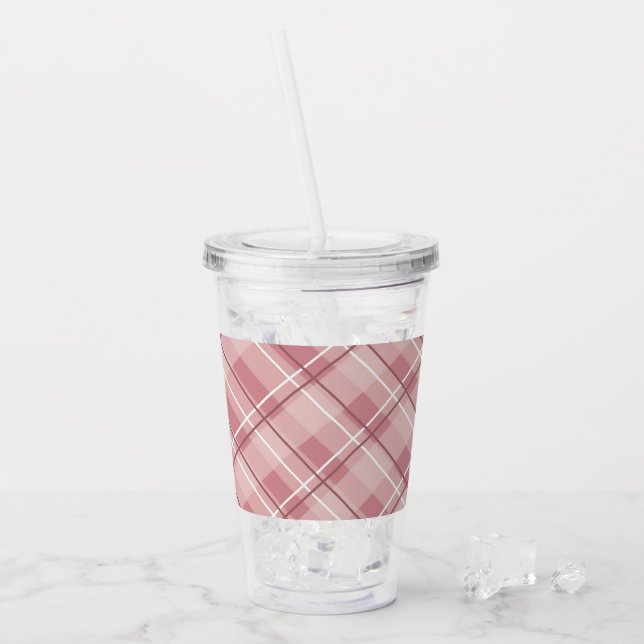 Pink Plaid Acrylic Tumbler (Front Ice)