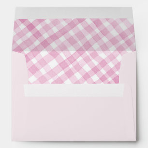 Pink Plaid Birthday Party Envelope   Pink Holy Cow