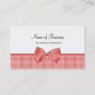 Pink Plaid Bow Boutique Business Card