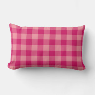 Pink Plaid Chequered Pattern Lumbar Cushion