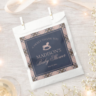 Pink Plaid Classic Rocking Horse Baby Shower Favour Bags