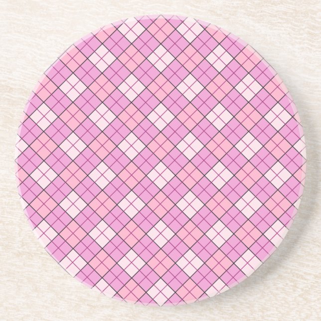 Pink Plaid Coaster (Front)