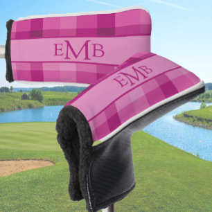 Pink Plaid Custom Monogram Initials Ladies Golf Head Cover