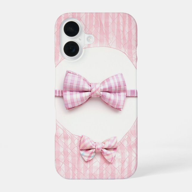 Pink Plaid - Cute Bow Tie Phone Case (Back)