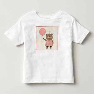 Pink Plaid Dress Bear with Bow and Hat Toddler T-Shirt
