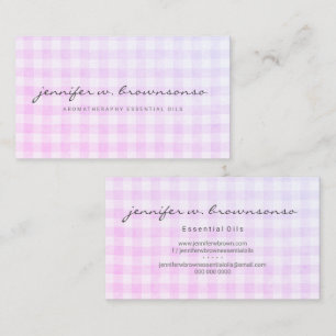 Pink Plaid Gingham Business Card