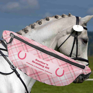 Pink Plaid Horse Show Mane Tail Braiding Bum Bags