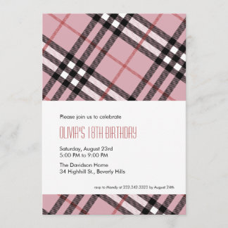 Pink Plaid Invitations