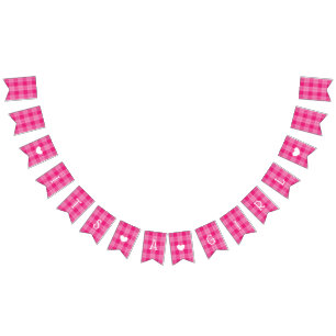 Pink Plaid Its a Girl Baby Shower Bunting