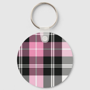 pink plaid key ring