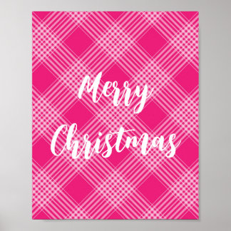 Pink Plaid Merry Christmas Poster