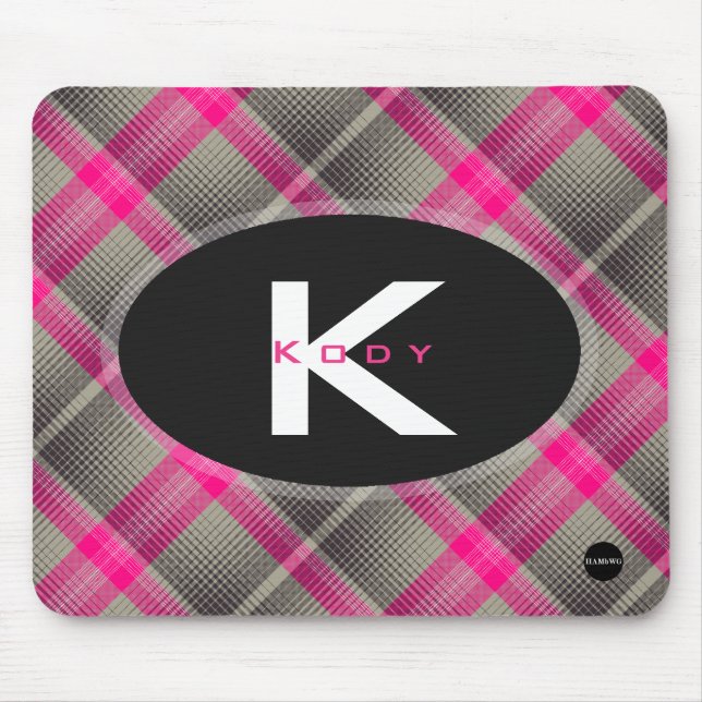 Pink Plaid Mousepad - HAMbyWG (Front)