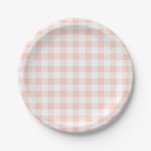 Pink Plaid Paper Plate