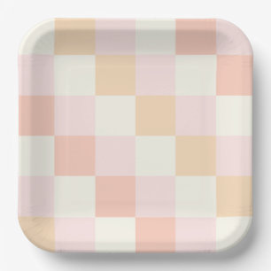 Pink Plaid Paper Plate