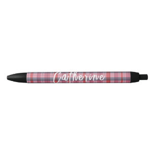 Pink Plaid Personalised Pen   One Owl Artist