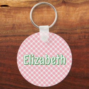 Pink Plaid Preppy Girl Personalised School Bag Key Ring